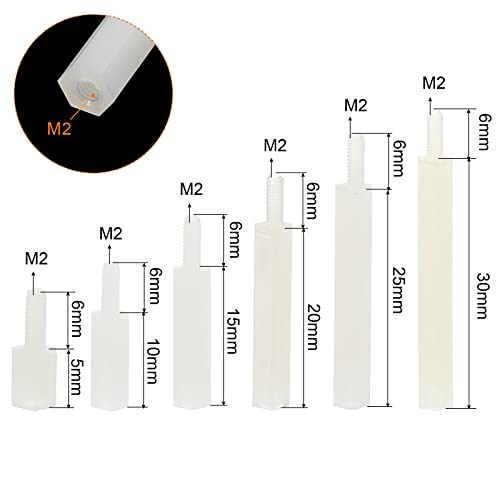 PATIKIL M2 Standoff Screws 180 Pack Nylon Hex PCB Standoffs Nuts for