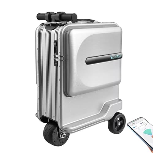 SE3miniT Electric Luggage for Adults, Rideable Luggage with 73.26Wh Battery and Transparent Dust Cover, 3-Speed Adjustment, App Control,External Charging Port,Load 100kg, Silver