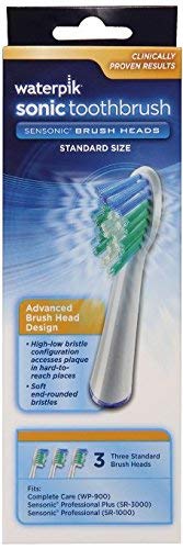 Waterpik SRRB-3W Sensonic Replacement Toothbrushes (Standard Head Size)