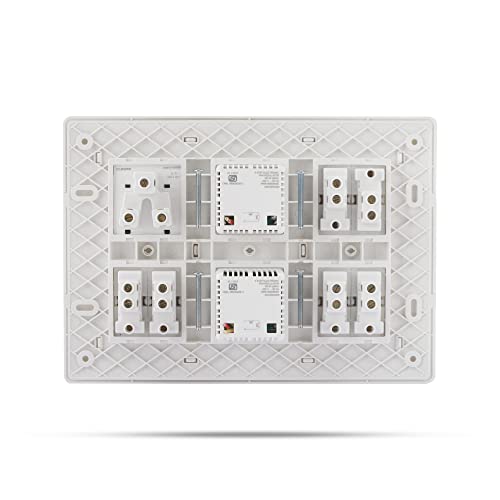 Image of Wipro Northwest (Venia) Switch Combo of 12M Plate + 6A Switch x6 + 5 Step FR x2 + 6A 3Pin Socket x1, White (Kit 16)