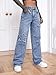 Kedera Women's Wide Leg Denim Pants Teen Star Raw Edge Baggy Trousers High Waisted Boyfriend Y2K Jeans Girls Fashion Blue