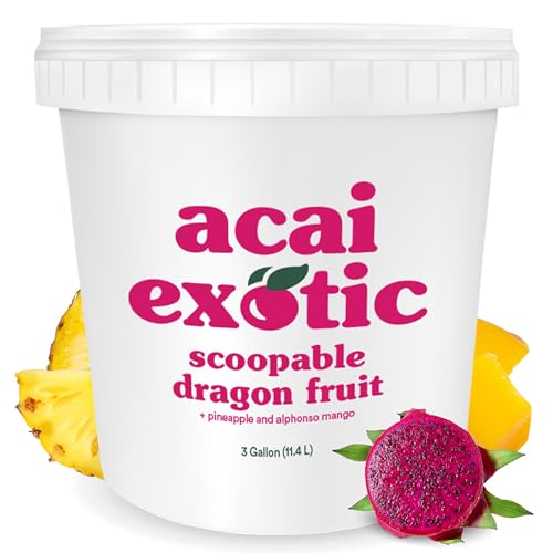 Non Dairy Ice Cream - Creamy Sorbet with Dragonfruit, Alphonso Mango, Pineapple for Fruit Bowls, Frozen Smoothies & Guilt Free Snacking - Scoopable Superfruits Dragon Fruit Fruit Sorbet by Acai Exotic