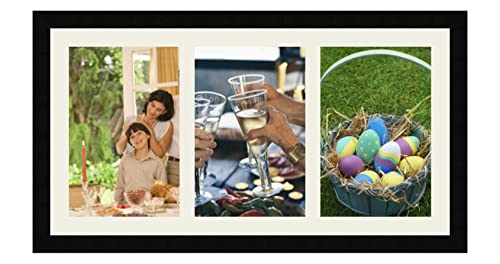 Cadres Photos pêle mêle multivues Gris Argent 3 Photo(s) 20x30 Passe Partout, Cadre Photo Mural 70x35 cm Noir, 3 cm de Largeur