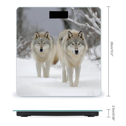 Báscula digital de baño con diseño de lobos y capacidad 400 lb miniatura 2