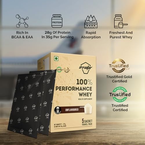 Image of avvatar PERFORMANCE WHEY PROTEIN | (5x35g) Travel Pack | Unflavoured | 28g Protein