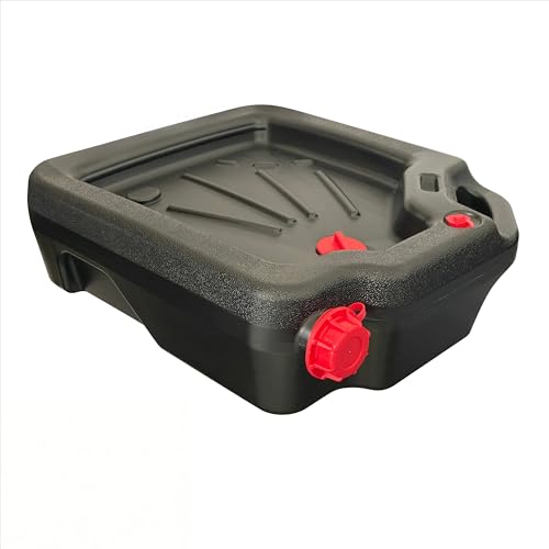 16-Quart Automotive Drain Pan, Leak Proof Oil Change Container with Extended Spout, Large Capacity Oil Drain Pan for Garage and Driveway Use, Black