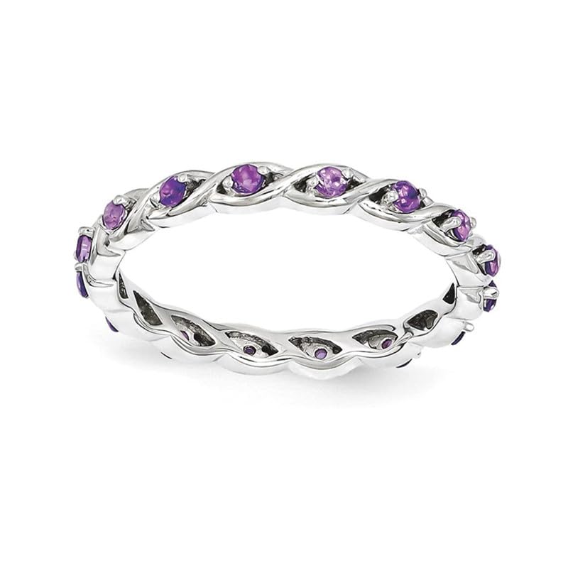 Bague améthyste 0,8 ct en argent 925, alliance empilable de haute joaillerie pour femme