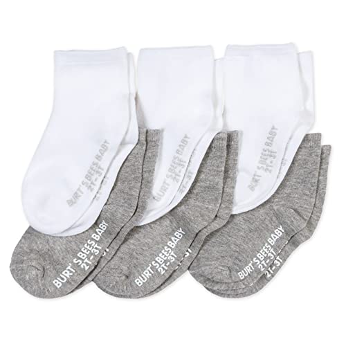 Image of Burt's Bees Baby Unisex Baby, 6-pack Ankle Socks With Non-slip Grips, Made With Organic Cotton