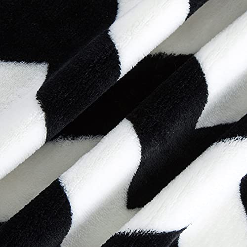 Vessia Large Flannel Fleece Plush Twin Size Blanket(66X90 Inch) - Black And White Chevron Pattern Brushed Microfiber Bed Blanket, All Seasons Suitable For Women, Men #TOP5