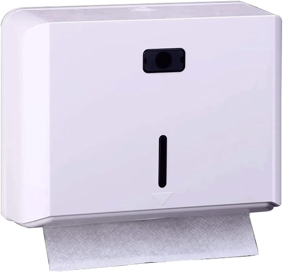 Paper Towel Dispenser Commercial Paper Towel Dispensers Plastic Lockable Wall Mount Paper Towel Holders No Punch Bathroom Toilet Tissue Dispenser High Capacity (White)