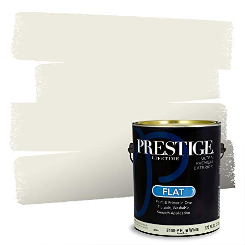 PRESTIGE Paints Exterior Paint and Primer In One, 1-Gallon, Flat, Comparable Match of Sherwin Williams* Alabaster*