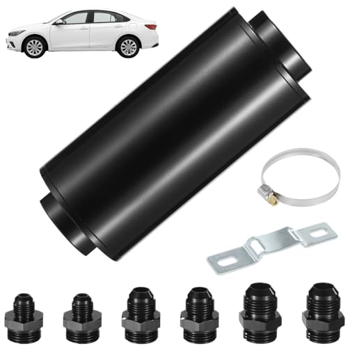 yeeplant Fuel Filter 2 in with Adapters An6 An8 An10, Stainless Element, Gasoline E85 Compatibility, for Efi and Carbureted Systems