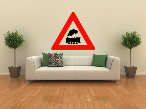 Street & Traffic Sign Wall Decals - Train Ahead Symbol Sign - 12 Inch Removable Graphic #TOP5