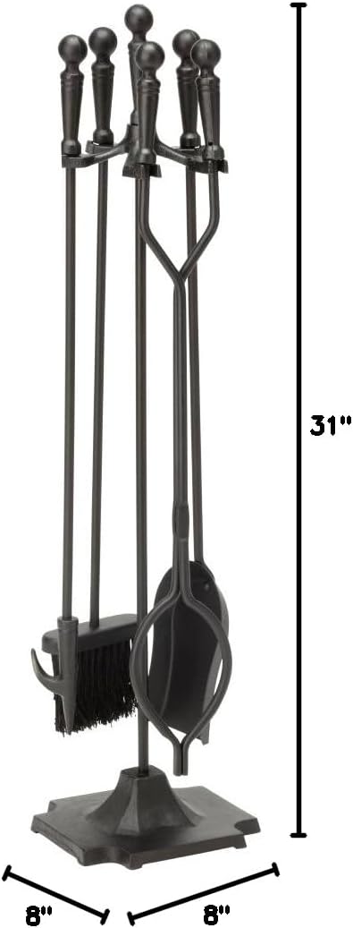 UniFlame Black 5-Piece Fireplace Tools Set with Ball Handles (T51030BK)