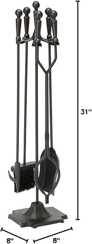 Miniatura 8 de Uniflame Fireset de 5 piezas con asas de bola, color negro