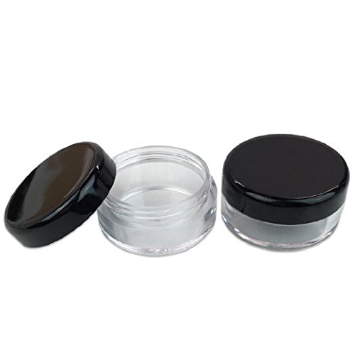 50 New empty 5 Gram (0.17 oz) Acrylic Round Jars - BPA Free Plastic Containers for Cosmetic, Lotion, Cream, Makeup, Bead, Eye shadow, Rhinestone, Samples, Pot, 5g/5ml (Black Lid 50 Jars)4