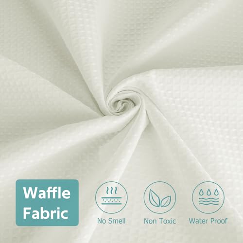 Vipfree 3 in 1 Shower Curtain Set, Waffle Shower Curtain and Liner Set with 12 Double Sided Shower Curtain Hooks, 258GSM Luxury Weighted Cloth Shower Curtains for Bathroom, 72 W x 72 H, Cream by Vipfree - Used condition - Image 7
