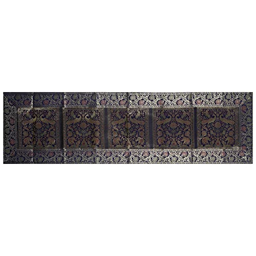 United Craft Art Indian Peacock Design Silk Dining Table Runner Traditional Kitchen Décor Table Runner Rectangular Birthday Decor Center Table Cover Runner For Wedding Decor (Navy Blue 16X60 Inch) #TOP3