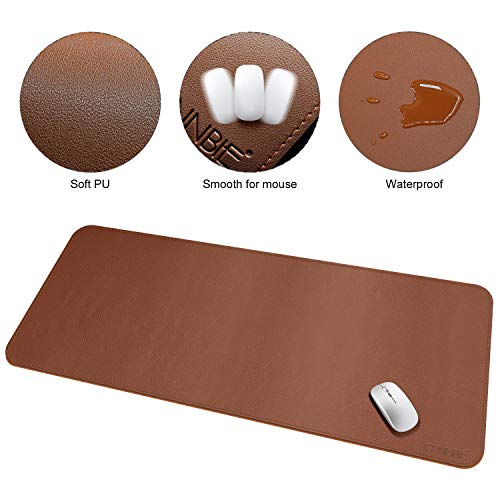 Cenbbie Leather Desk Mat Protector Super Large 51.18"X23.62" Desk Blotter Pad - Waterproof Writing Desk Accessories - Extended Non-Slip Rectangular, Laptop Keyboard Mouse Pad(Brown) #TOP2