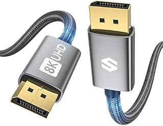 Kabel Displayport 1.4 z certyfikatem VESA Silkland 3M obsługuje 8K@60Hz, 4K@144Hz, 2K@240Hz, HBR3 32,4Gb/s, HDR, DSC 1.2, G-Sync i Free-Sync, Display Port Lead 1.4 do monitora do gier, karta graficzna