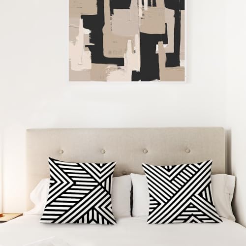 Supwhd Black and White Striped Pillow Covers, 22x22 - Decorative Pillows for Bedroom and Living Room Set of 2 Supwhd Black and White Striped Pillow Covers, 22x22 - Decorative Pillows for Bedroom and Living Room Set of 2