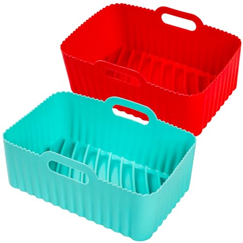 Siliz Airfryer Silikoneinlagen für Ninja, 2 Stück Mintgrün Rot, wiederverwendbare Silikon-Airfryer-Einlagen, Ersatz für Einweg-Pergamentpapier-Einlagen, Airfryer-Zubehör ninja heißluftfritteuse