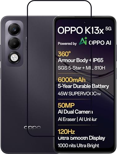 Image of Tempered Glass Screen Protector Compatible For Realme OPPO K13x 5G with Easy Self Installation Kit