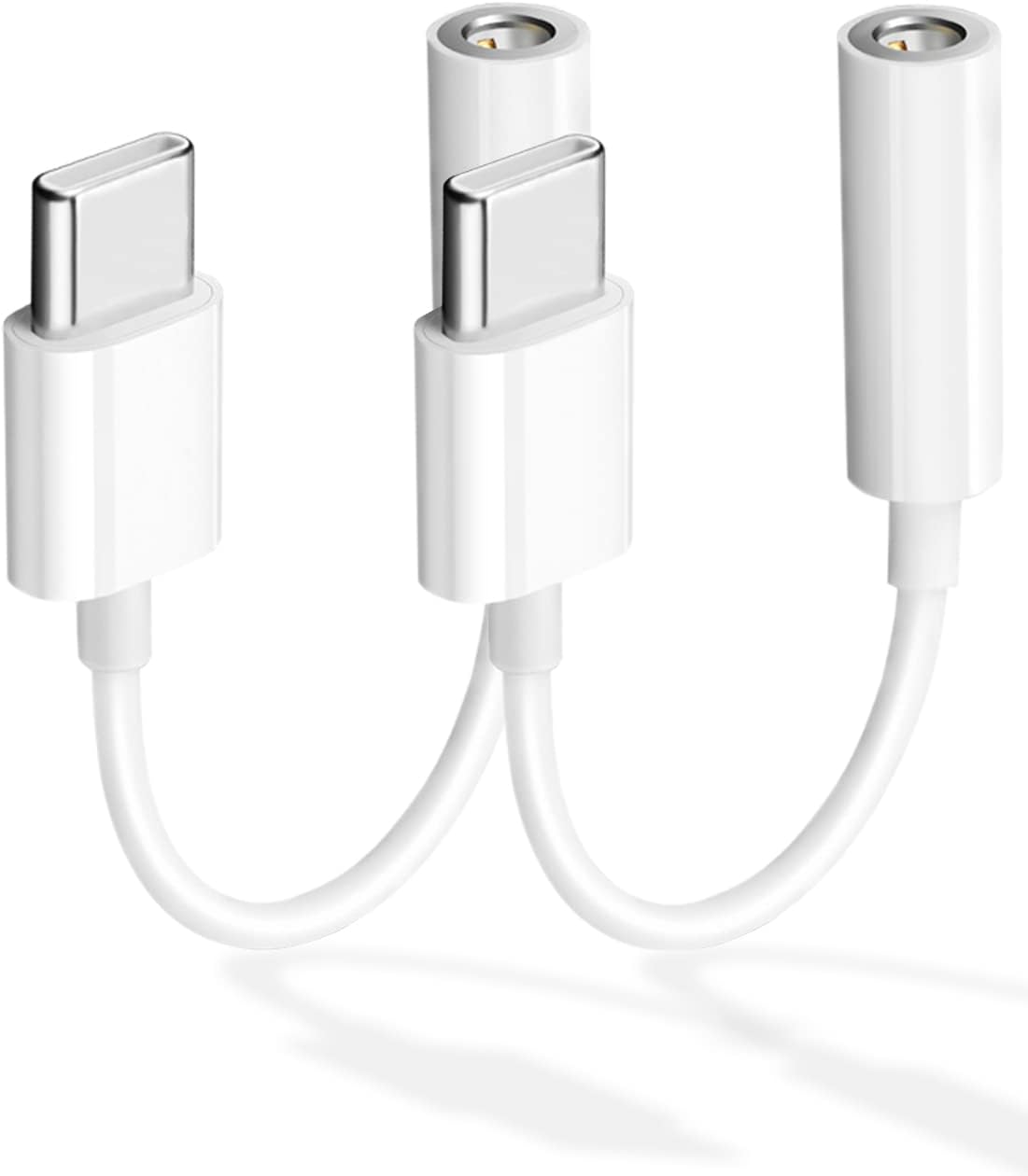 USB C to 3.5mm Headphone Adapter [2Pack] USB C to 3.5mm Headphone Audio Jack Dongle Earphone Accessories Compatible with Samsung Galaxy S22/Note20/Huawei Mate 40/P30/Pixel 4/3/2/XL/One Plus/Xiao mi