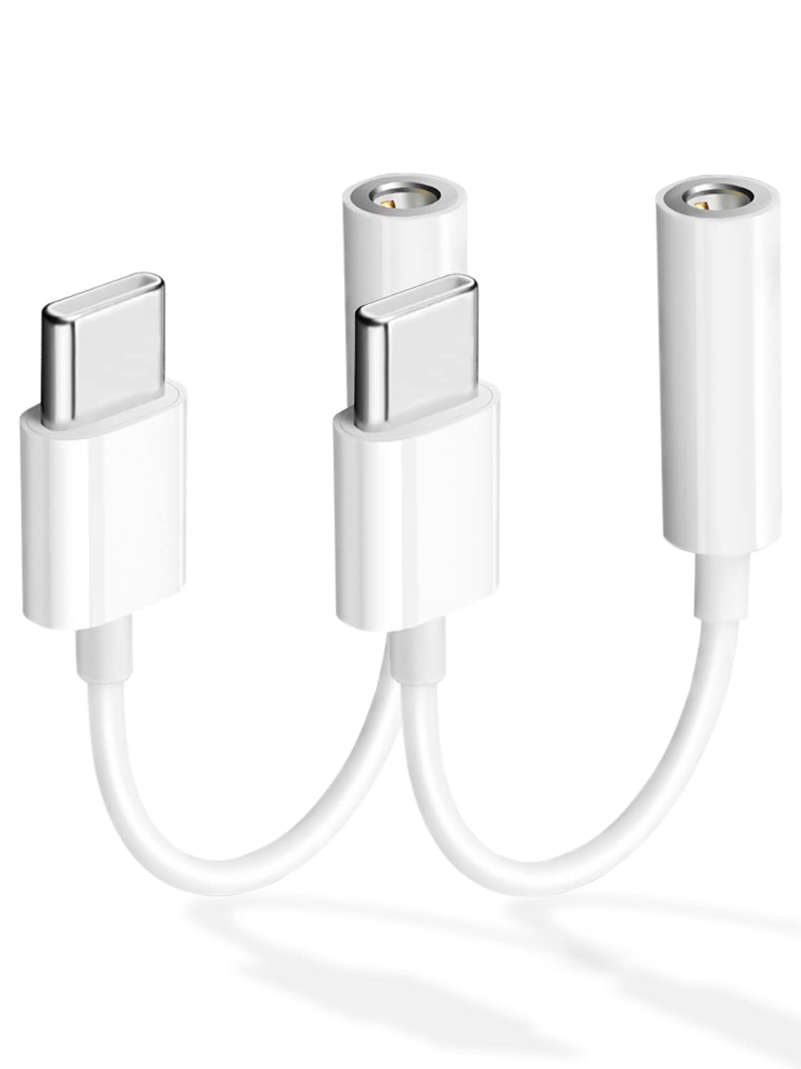 USB C to 3.5mm Headphone Adapter [2Pack] USB C to 3.5mm Headphone Audio Jack Dongle Earphone Accessories Compatible with Samsung Galaxy S22/Note20/Huawei Mate 40/P30/Pixel 4/3/2/XL/One Plus/Xiao mi