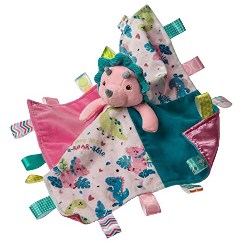 Image of Taggies Stuffed Animal Security Blanket with Tags, 13 x 13-Inches, Aroar-a-Saurus Dinosaur