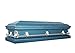Overnight Caskets Spartan Collection Funeral Casket Blue with Light Blue Interior - 20 Gauge Steel - Fully Appointed Adult Casket - Coffin Featuring a Crepe Interior Lining with Pillow and Throw Set