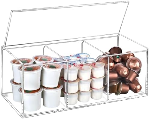 BEYGORM Acrylic Coffee Pod Holder with Lid for 24 Kcup, Clear Coffee ...