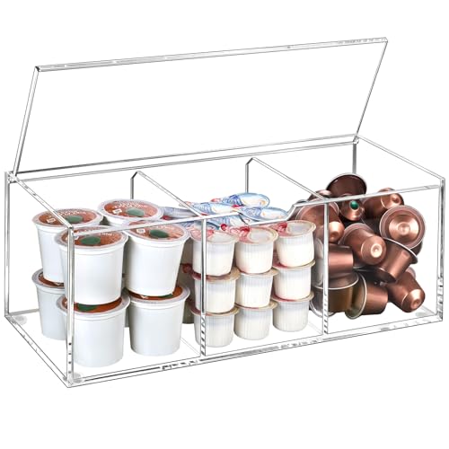 BEYGORM Acrylic Coffee Pod Holder with Lid for 24 Kcup,
