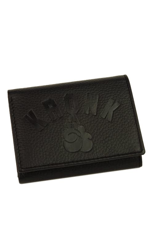 Gants gaufrés en cuir noir KRONK : le portefeuille trois volets idéal pour le quotidien