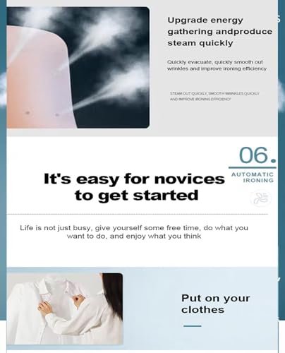 Automatic Ironing Machine for Home, Vertical Steam Closet & Inflatable Clothes Dryer, Hands-Free Ironing System for Shirts and Pants, Portable Steam Iron with Adjustable Temperature Control (White)