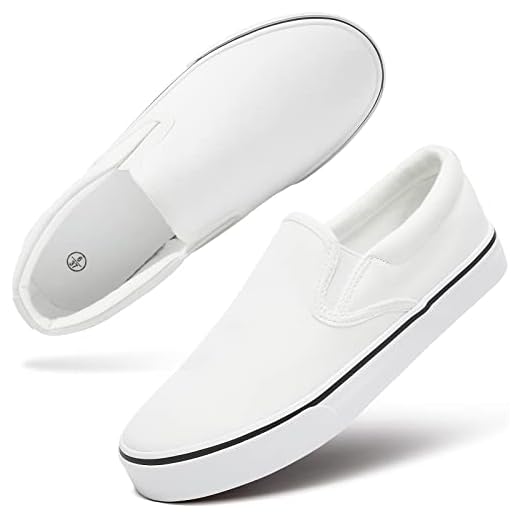 Women's Canvas Slip On Sneakers Fashion Flats Shoes White Canvas Shoes(White.US6)
