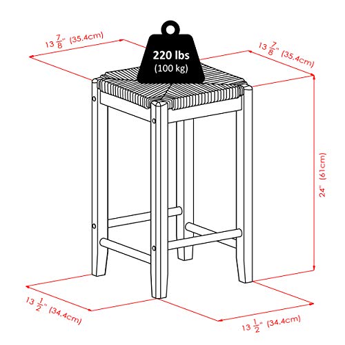 Winsome 2 Piece Bar Stools Rush Seat Kaden Set, Walnut #TOP5