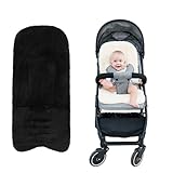 Miracle Baby Stroller Seat Liner Faux Fur Car Seat Cushion - Universal 5-Point Harness Pad with Safety Slots Fit 29.5" x 14.2" Winter Warm Plush Pad for Strollers