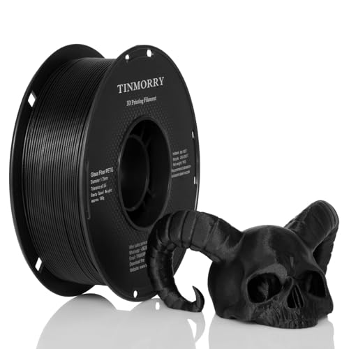 TINMORRY Glass Fiber Reinforced PETG Filament 1.75mm High Impact Resistance PETG GF 3D Printing Filament Durability & Stiffness Compatible with Bambu Lab FDM 3D Printer 1 KG 1 Spool Frosted Black