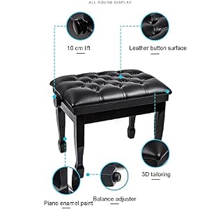 TEmkin Banc de Piano en Bois, Tabouret de Clavier Solo Confortable, Tabouret de Piano de Luxe avec Pieds élégants en Fer à Cheval, 58 x 41 x 48-58 cm, Noir - Les Beatles, Paul McCartney, John Lennon, RIngo Starr, George Harrison TEmkin Banc de Piano en Bois, Tabouret de Clavier Solo Confortable, Tabouret de Piano de Luxe avec Pieds élégants en Fer à Cheval, 58 x 41 x 48-58 cm, Noir – Image 3