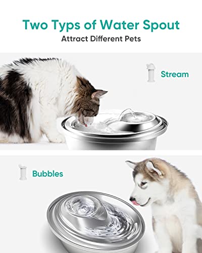 ZeePet Cat Water Fountain Stainless Steel D60,100oz/3L Pet Water Fountain for Cats Inside,Dog Fountain Water Bowl for… - Image 6