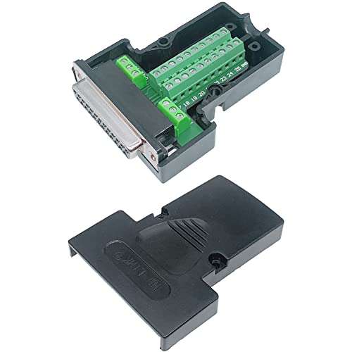 Jienk 5Pcs Db25 Female Solderless Rs232 D-Sub Serial Adapters, 25 Pin Port Terminal Solderfree Breakout Board Screw Lock Type Connector With Case Accessories #TOP1