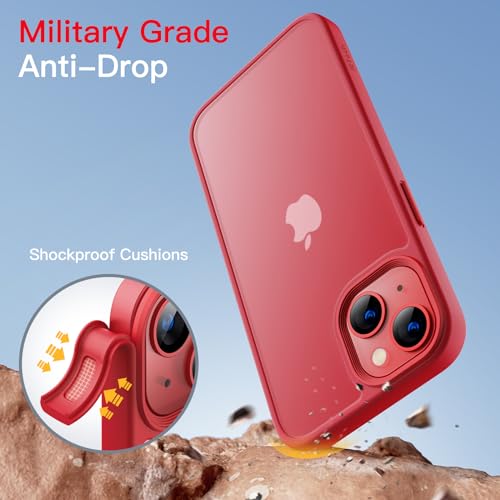 JETech Matte Case for iPhone 13 6.1-Inch, Shockproof Military Grade Drop Protection, Frosted Translucent Back Phone Cover, Anti-Fingerprint (Red) by JETech - Used condition - Image 3