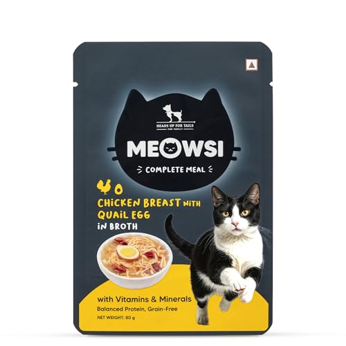 Meowsi by HUFT Chicken Breast with Quail Egg in Broth Wet Cat Food - 80 gm | Pack of 3 | Protein-Rich & Hydrating Meal for Persian & All Breeds | Ideal for Adult Cats