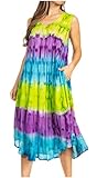 Sakkas 605 Desert Sun Caftan Dress/Cover Up - Green/Purple One Size