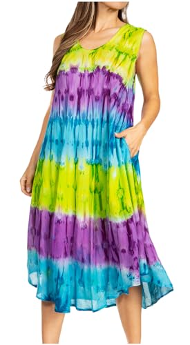 Sakkas 605 Desert Sun Caftan Dress/Cover Up - Green/Purple One Size