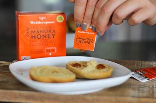 Wedderspoon On The Go Raw Premium Manuka Honey KFactor 16, Unpasteurized, Genuine New Zealand Honey, Multi-Functional, Non-GMO Superfood, 4.2 Ounce (24 Count)