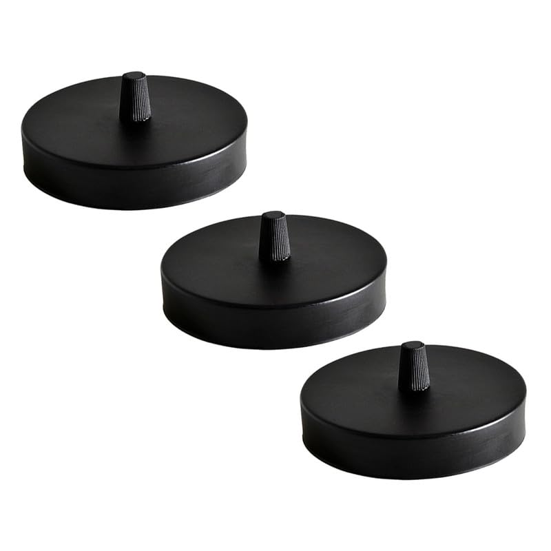 LEDSone 3PCS Ceiling Rose Pendant Cable Grip Clamp Plate for Light Fitting 100mm Multi Colour Ceiling Rose with Accessories (Black)