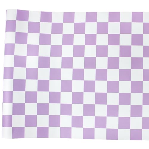 Yangpanel Tapeta samoprzylepna, fioletowo-biała mozaika, karo, peel-and-stick, okładzina ścienna, 44,5 x 1000 cm, geometryczna, wodoszczelna, winylowa, rolka do kuchni, salonu, łazienki, gabinetu