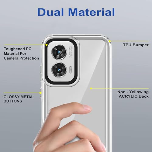 Image of amazon basics Back Case Cover for Motorola G96 5G | Compatible for Motorola G96 5G Back Cover | Case Cover with Camera Protection | (TPU + PC | Transparent)